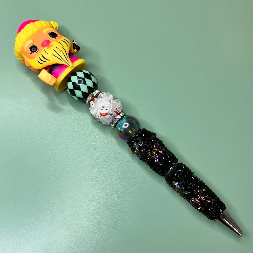 Neon Santa with his Naughty & Nice List Handmade Beaded Pen